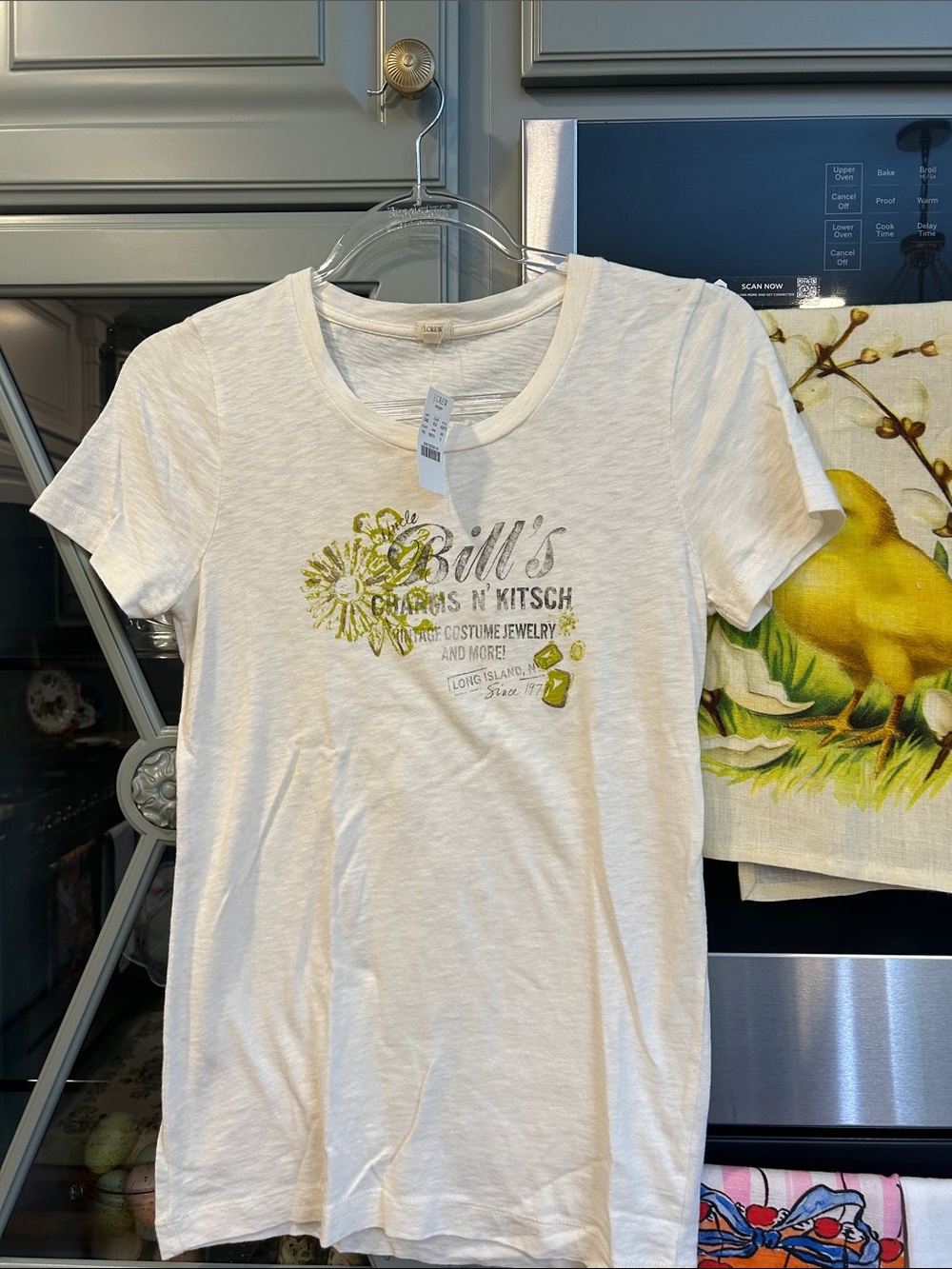 Vintage J. Crew Cream Graphic Short Sleeve Tee Small NWT
